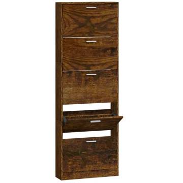 Shoe Cabinet Smoked Oak - Stylish Storage Solution | HipoMarket