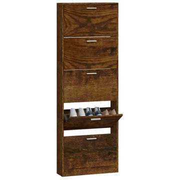 Shoe Cabinet Smoked Oak - Stylish Storage Solution | HipoMarket