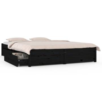 Black Bed Frame with Drawers 140x200 cm - Hipomarket