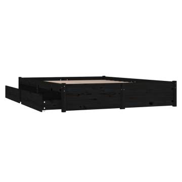 Black Bed Frame with Drawers 140x200 cm - Hipomarket