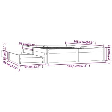 Black Bed Frame with Drawers 140x200 cm - Hipomarket