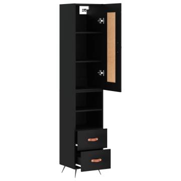 Stylish Highboard Black - 34.5x34x180 cm Engineered Wood