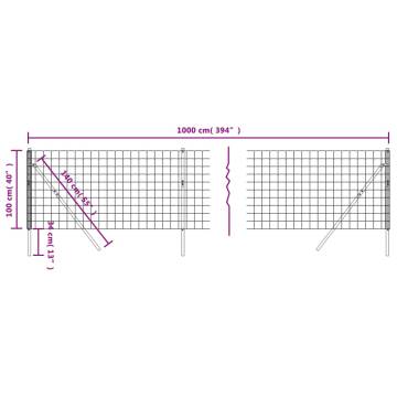 Wire Mesh Fence Green 1x10m Galvanised Steel | Durable & Secure