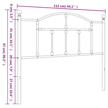 White Metal Headboard 107 cm | Stylish & Sturdy Design