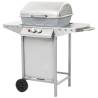 Gas BBQ Grill with 2 Cooking Zones - Silver Stainless Steel