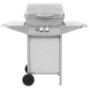 Gas BBQ Grill with 2 Cooking Zones - Silver Stainless Steel