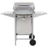 Gas BBQ Grill with 2 Cooking Zones - Silver Stainless Steel