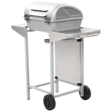 Gas BBQ Grill with 2 Cooking Zones - Silver Stainless Steel