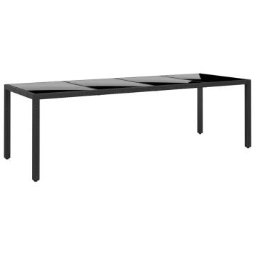 Stylish Black Garden Table - 250x100 cm Tempered Glass