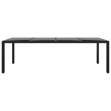 Stylish Black Garden Table - 250x100 cm Tempered Glass