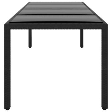 Stylish Black Garden Table - 250x100 cm Tempered Glass