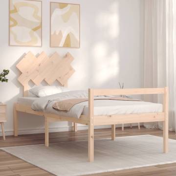 Single Solid Wood Bed Frame with Headboard - HipoMarket