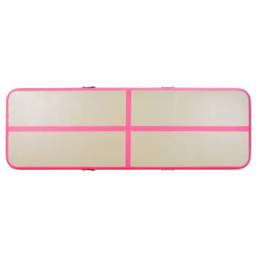 Inflatable Gymnastics Mat with Pump - 600x100x10 cm Pink