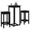 3 Piece Black Solid Wood Pine Bar Set | Hipomarket UK