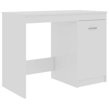 High Gloss White Desk - Modern Engineered Wood 100x50 cm