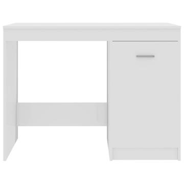 High Gloss White Desk - Modern Engineered Wood 100x50 cm