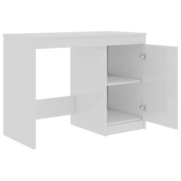 High Gloss White Desk - Modern Engineered Wood 100x50 cm