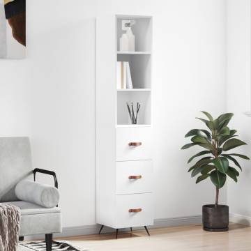 Elegant Highboard in White - 34.5x34x180 cm | Hipomarket