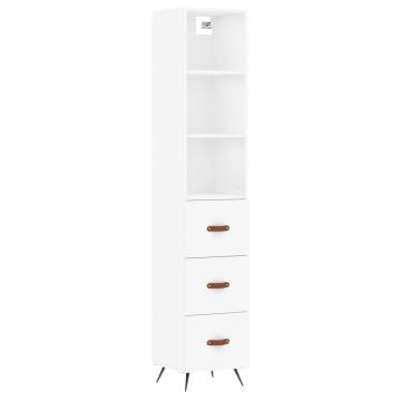 Elegant Highboard in White - 34.5x34x180 cm | Hipomarket