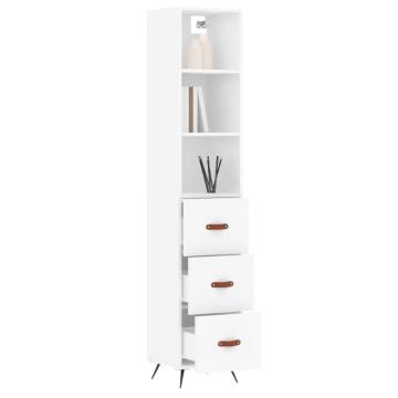 Elegant Highboard in White - 34.5x34x180 cm | Hipomarket