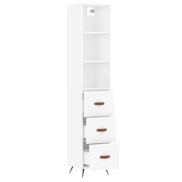 Elegant Highboard in White - 34.5x34x180 cm | Hipomarket