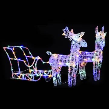 Reindeers & Sleigh Christmas Decoration - 160 LEDs, 130 cm