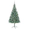 Artificial Pre-lit Christmas Tree with Ball Set Pinecones 210 cm Colour white Size 210 x 105 cm Quantity in Package 1 Number of Branch Tips 