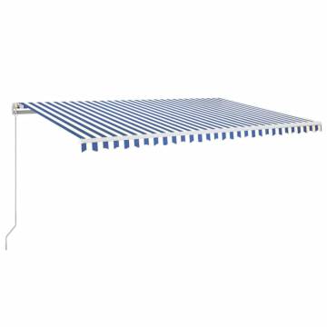 Manual Retractable Awning 500x350 cm - Blue & White | HipoMarket