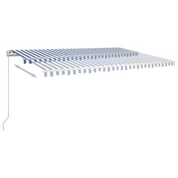 Manual Retractable Awning 500x350 cm - Blue & White | HipoMarket