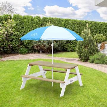 AXI Children Picnic Table with Umbrella - Brown & White