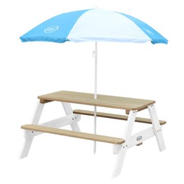 AXI Children Picnic Table with Umbrella - Brown & White