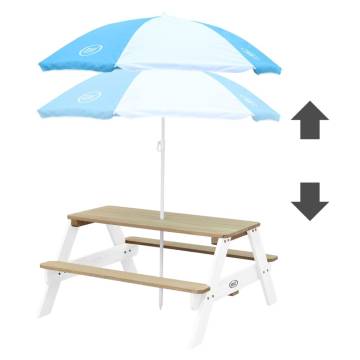 AXI Children Picnic Table with Umbrella - Brown & White