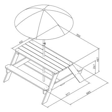 AXI Children Picnic Table with Umbrella - Brown & White