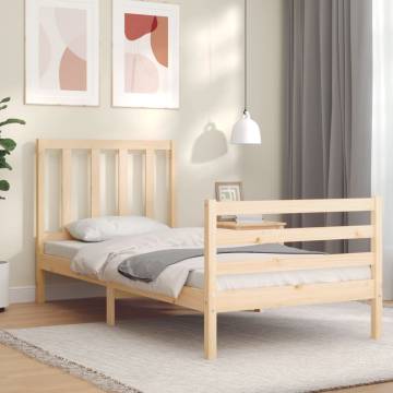 Solid Wood Bed Frame with Headboard - 100x200 cm | HipoMarket