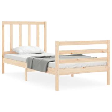 Solid Wood Bed Frame with Headboard - 100x200 cm | HipoMarket