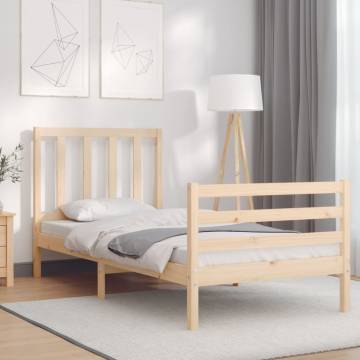 Solid Wood Bed Frame with Headboard - 100x200 cm | HipoMarket