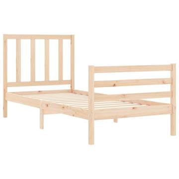 Solid Wood Bed Frame with Headboard - 100x200 cm | HipoMarket