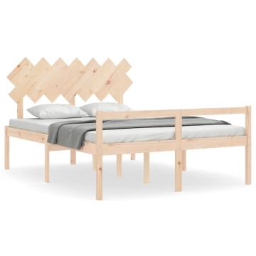 Solid Wood King Size Bed Frame with Headboard - Stylish & Sturdy