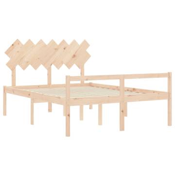 Solid Wood King Size Bed Frame with Headboard - Stylish & Sturdy