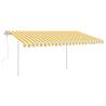 Manual Retractable Awning with LED - 4x3m Yellow & White