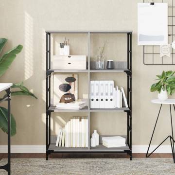 Bookshelf Grey Sonoma - Durable Engineered Wood Storage Rack