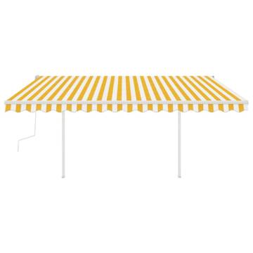 Manual Retractable Awning with LED - 4x3m Yellow & White