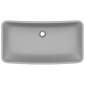 Luxury Rectangular Matt Light Grey Basin 71x38 cm Ceramic