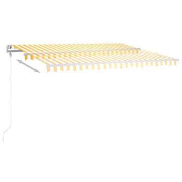 Manual Retractable Awning with LED - 4x3m Yellow & White