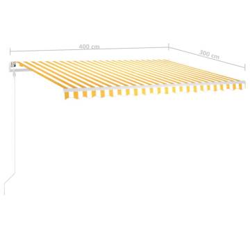 Manual Retractable Awning with LED - 4x3m Yellow & White