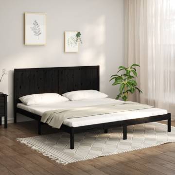 Black Solid Wood Pine Bed Frame 200x200 cm - Modern Design