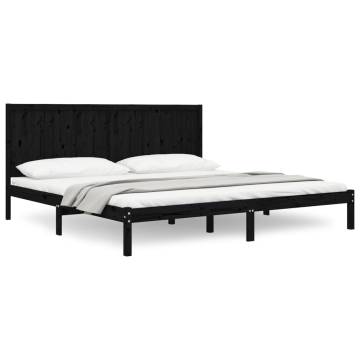 Black Solid Wood Pine Bed Frame 200x200 cm - Modern Design