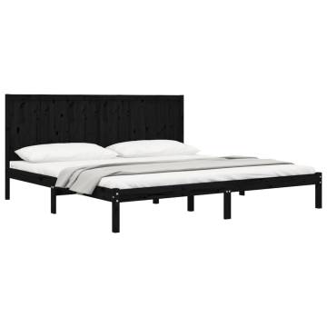 Black Solid Wood Pine Bed Frame 200x200 cm - Modern Design