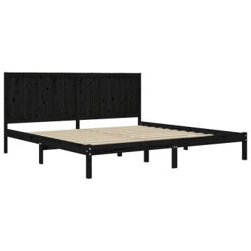 Black Solid Wood Pine Bed Frame 200x200 cm - Modern Design