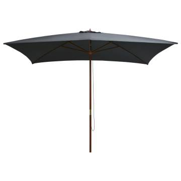 Elegant Outdoor Parasol with Wooden Pole - 200x300 cm Anthracite